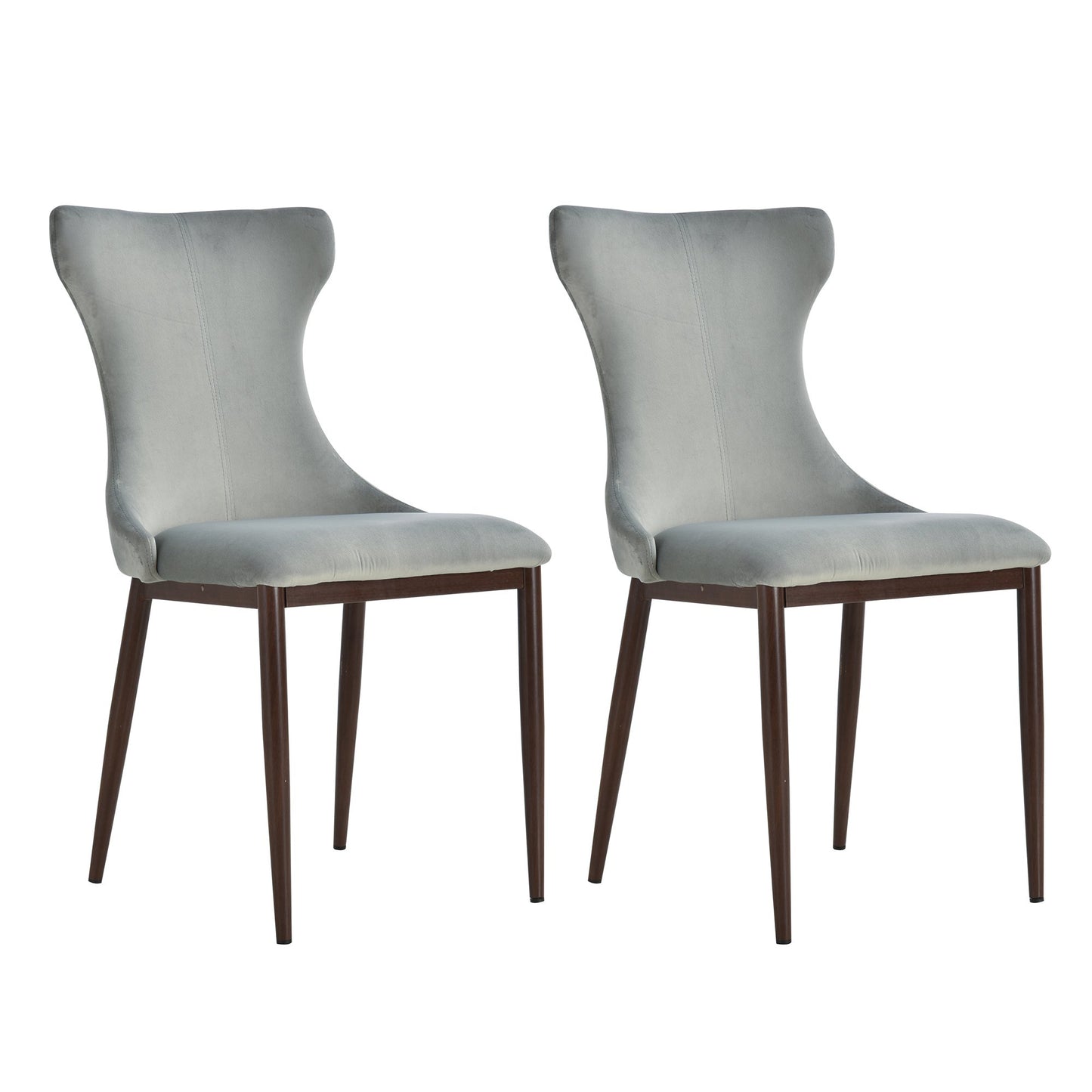 HOMCOM Polyester Upholstered Set-of-2 Dining Chairs Grey