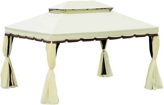 Outsunny 3m x 4m Vented Roof Aluminium Frame Gazebo Cream White