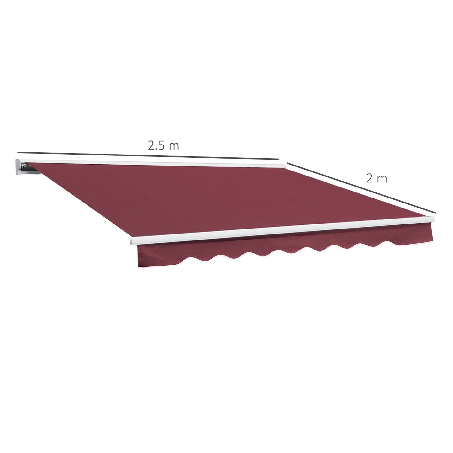 Outsunny 2.5mx 2m Motorised Aluminium Awning w/ Remote Wine Red