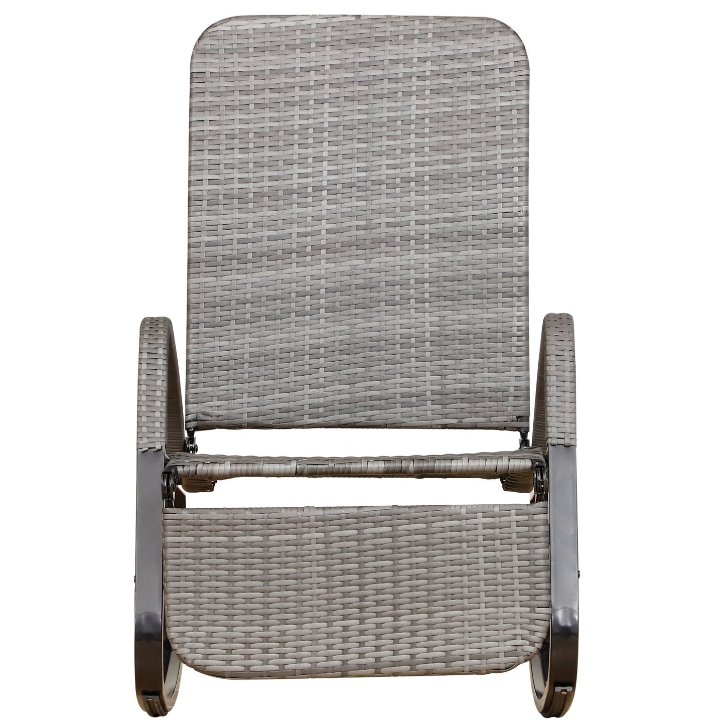 Outsunny PE Rattan Foldable Recliner Rocking Chair w/ Footrest Grey