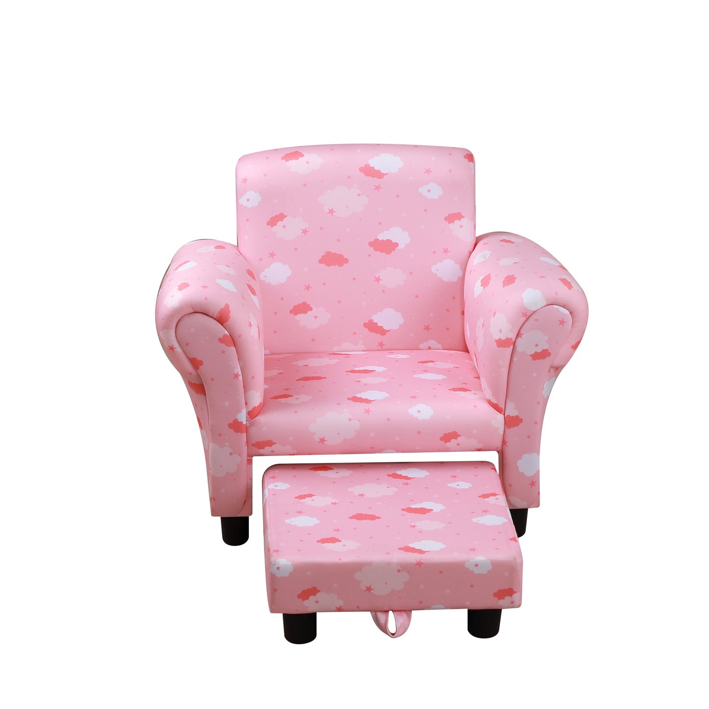HOMCOM Kids Polyester Upholstered Clouds Armchair w/ Footrest Pink