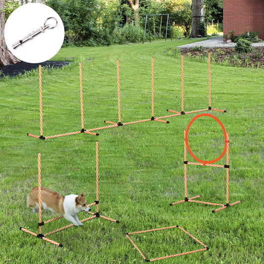 PawHut Pet Agility Training Equipment Dog Play Run Jump Hurdle Obedience Training Set