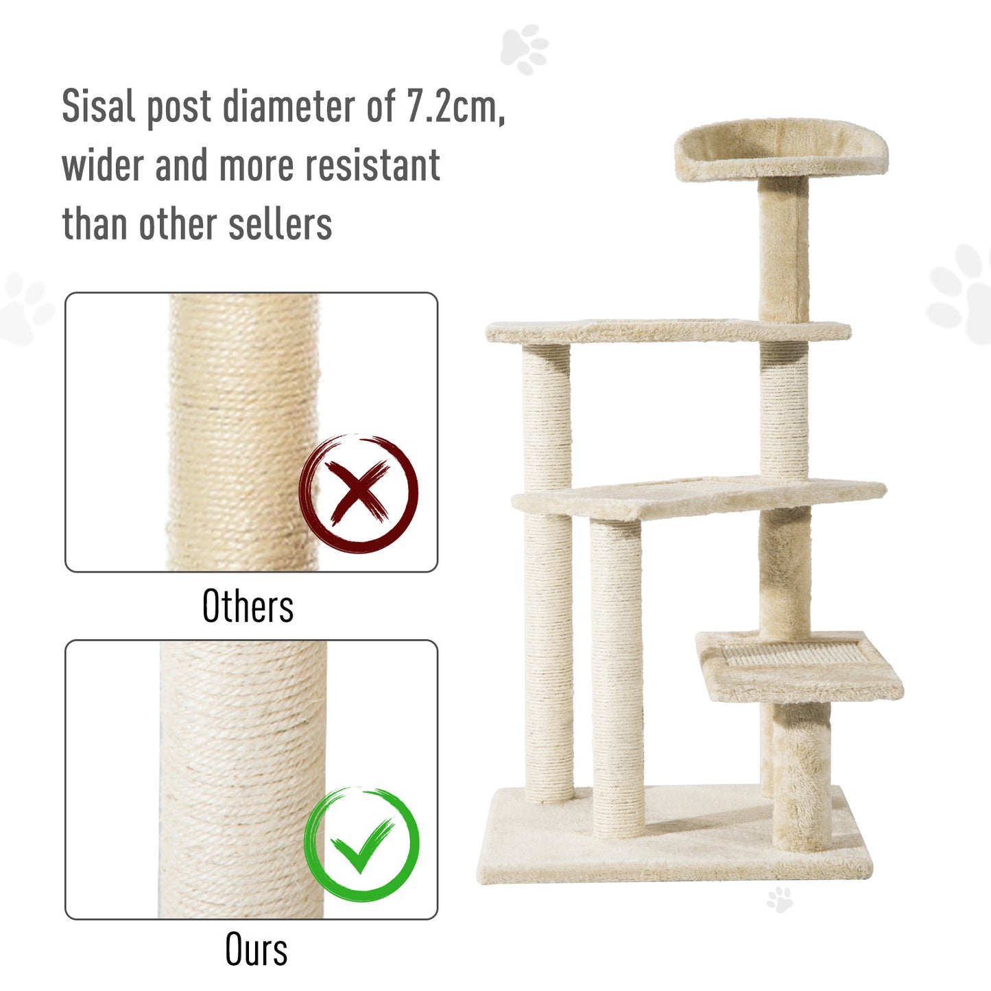 PawHut Cat Tree Scratching Post, 50x50x100 cm-Beige