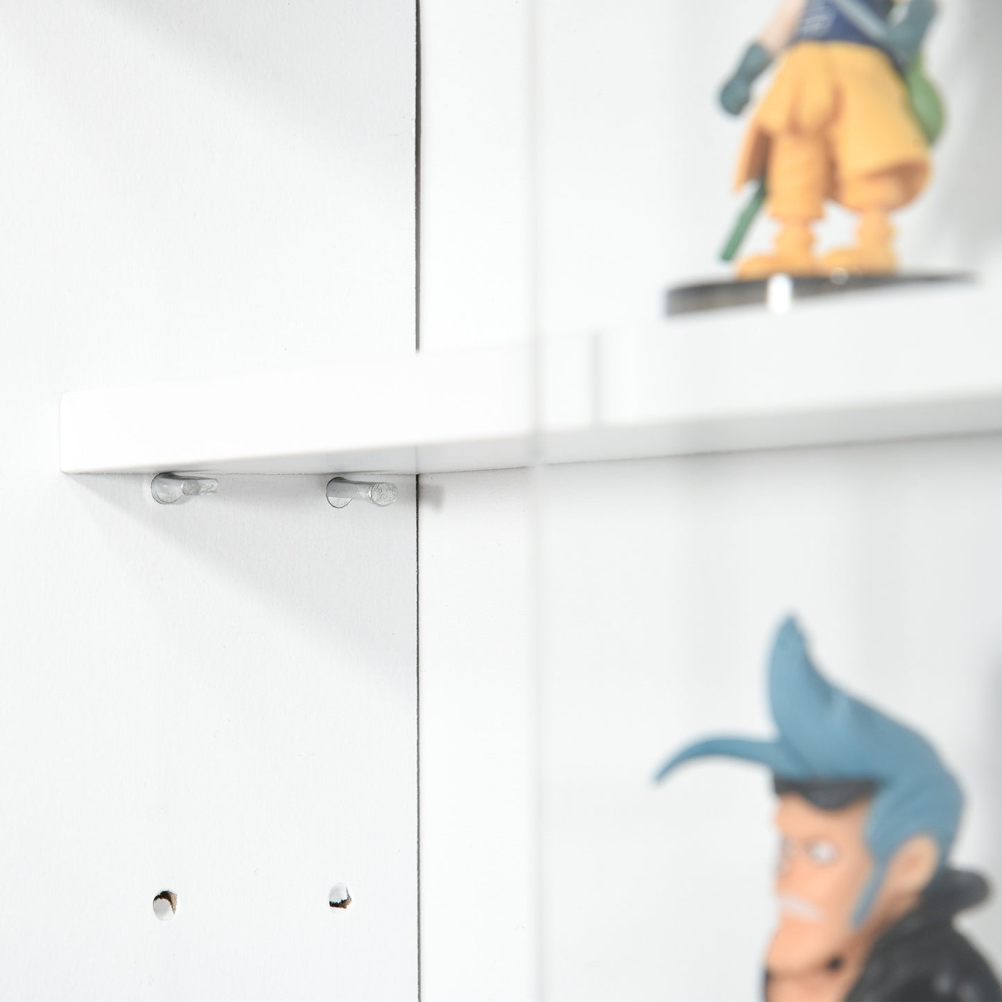 HOMCOM 5-Tier Wall Display Shelf Unit Cabinet w/ Adjustable Shelves Glass Doors White
