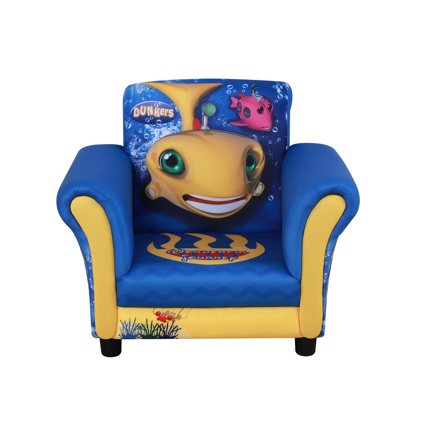 HOMCOM Kids Polyester Upholstered Under-the-Sea Armchair Blue/Yellow