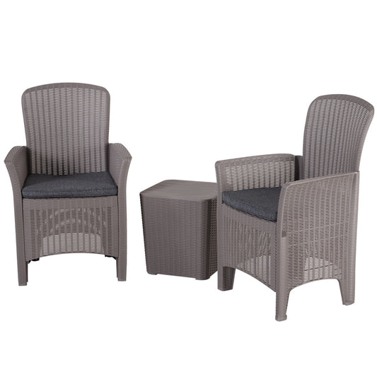 Outsunny 3-Piece Outdoor Garden Rattan Bistro Set Grey