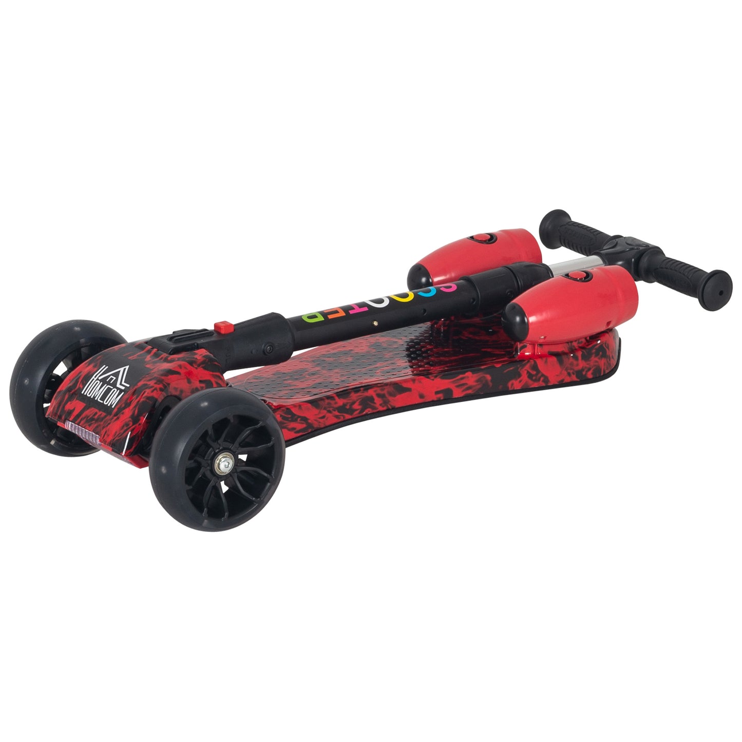HOMCOM Kids Tri-Wheel Plastic Scooter w/ Engine-Look Water Spray Red