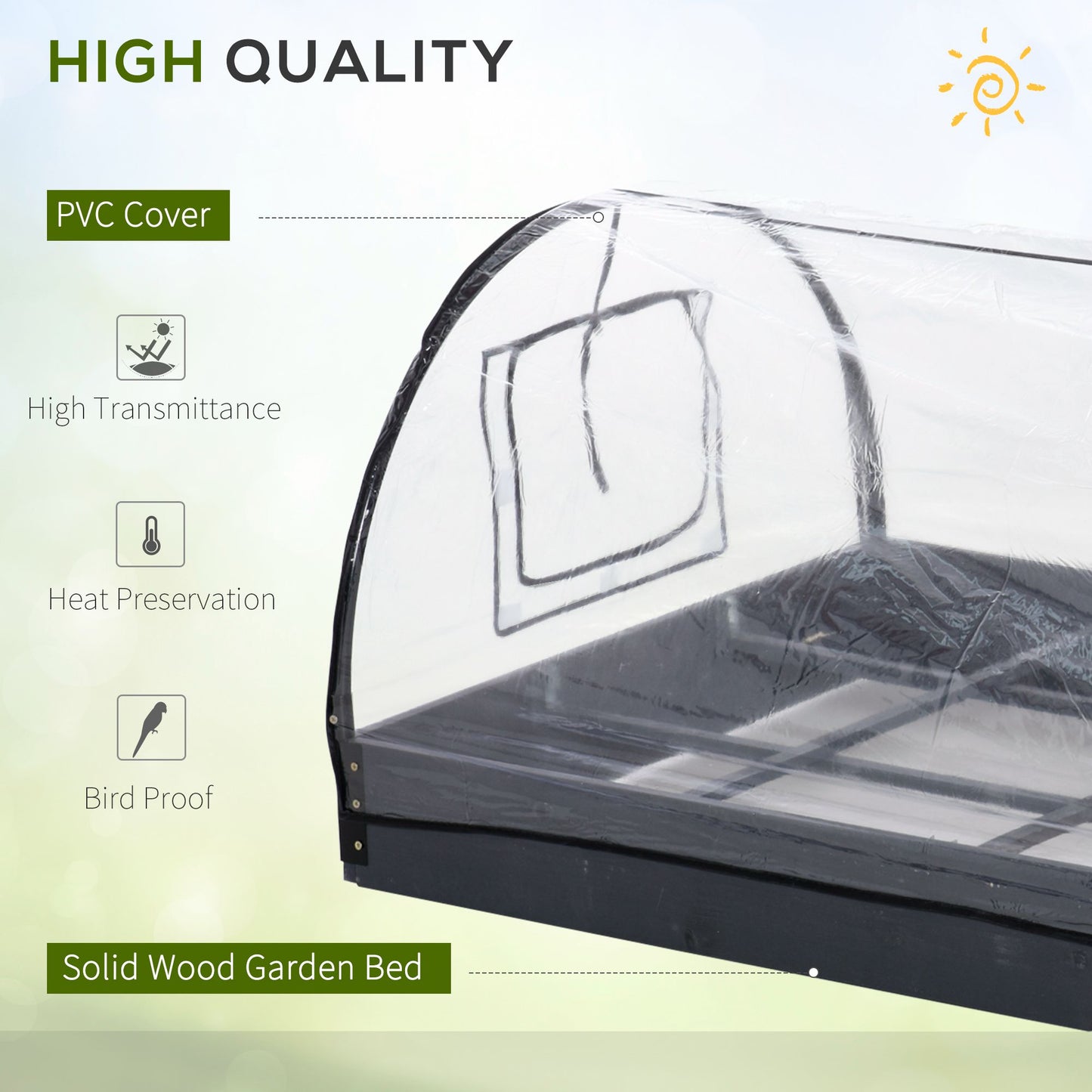 Outsunny Garden Bed Planter Kit Box Greenhouse w/ Windows Dual Use 120 x 79 x 53cm