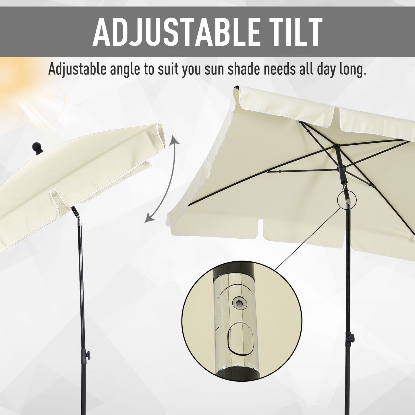 Outsunny Aluminum Umbrella Parasol-Cream