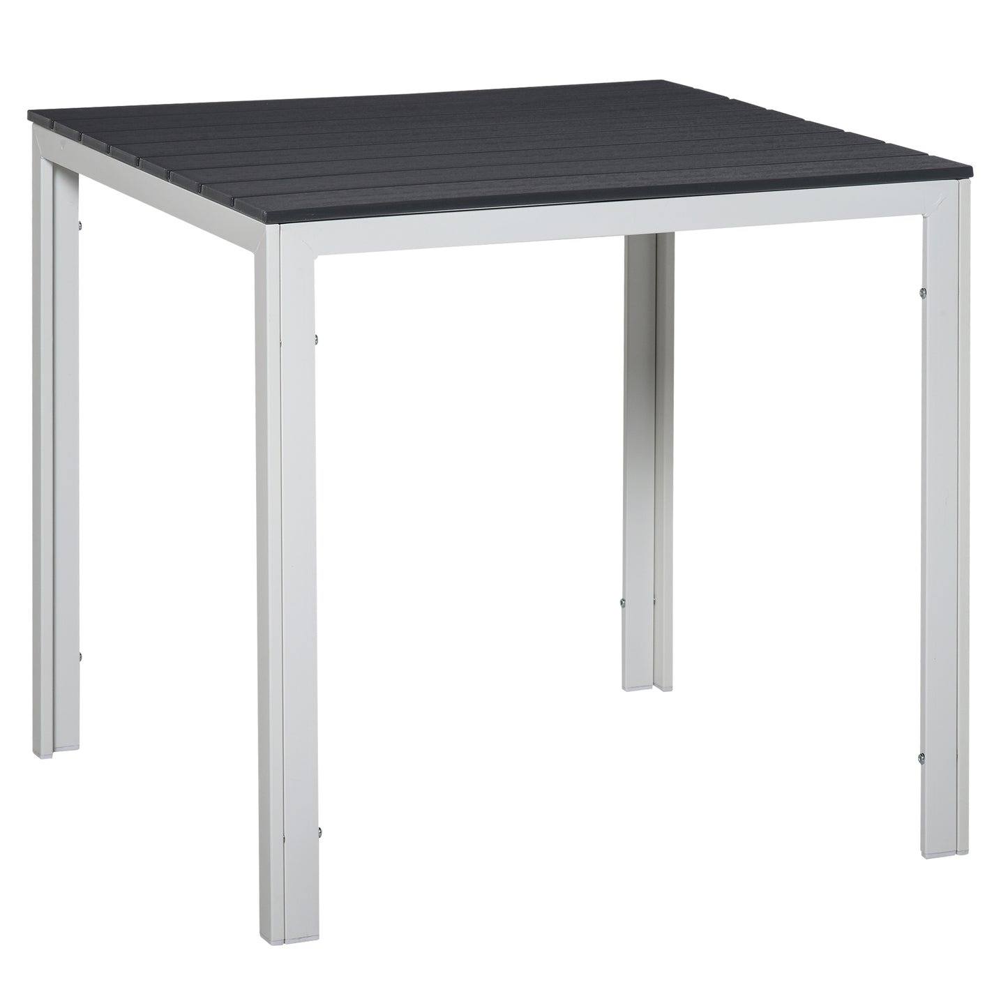 Outsunny Patio Garden Square Metal Table w/ PE Surface, for Porches, Backyards, Dark Grey