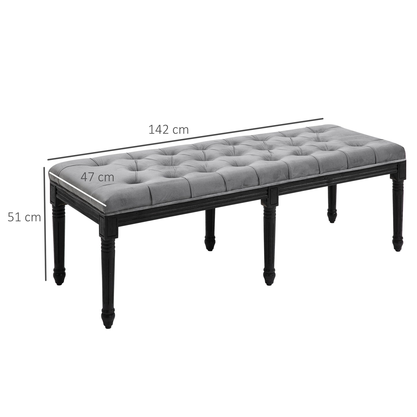 HOMCOM Fabric Bed End Bench Velvet Upholstered Tufted Accent Lounge Sofa Window Seat