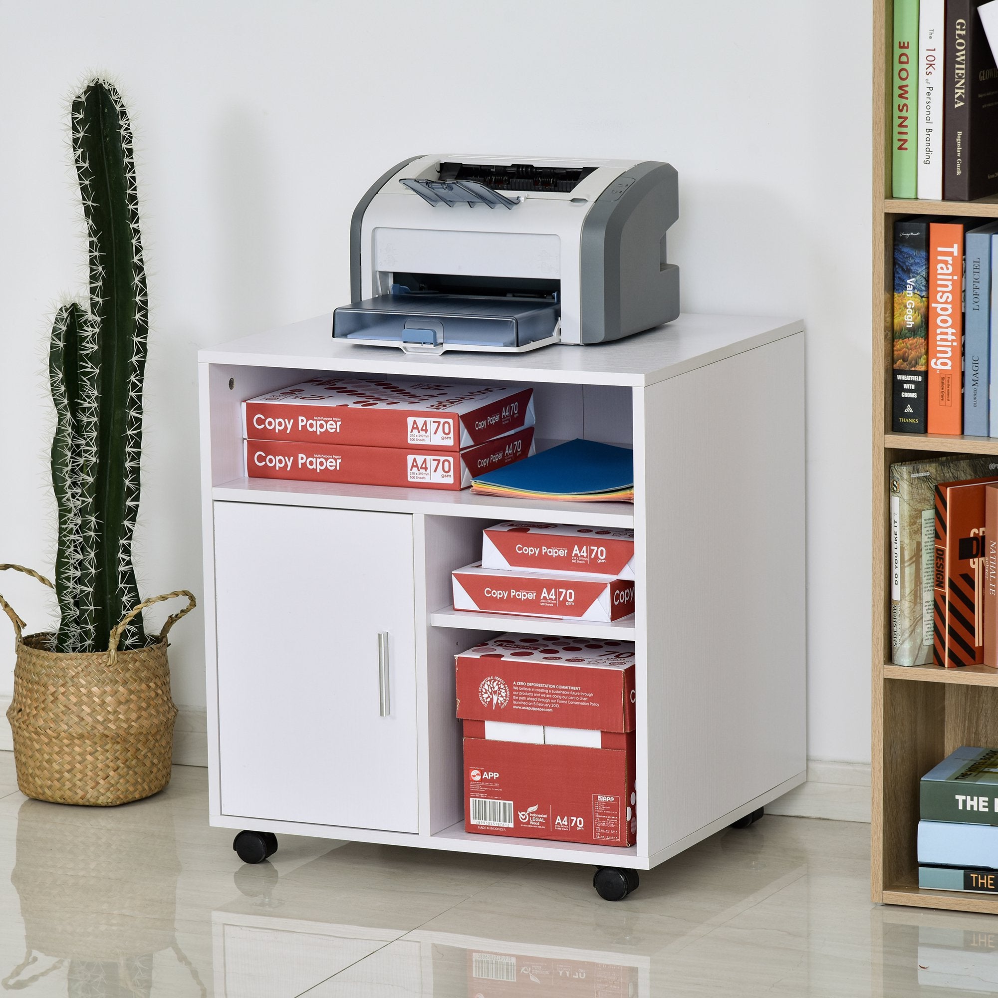 HOMCOM Particle Board 4-Compartment Storage Unit White – mhstar.co.uk