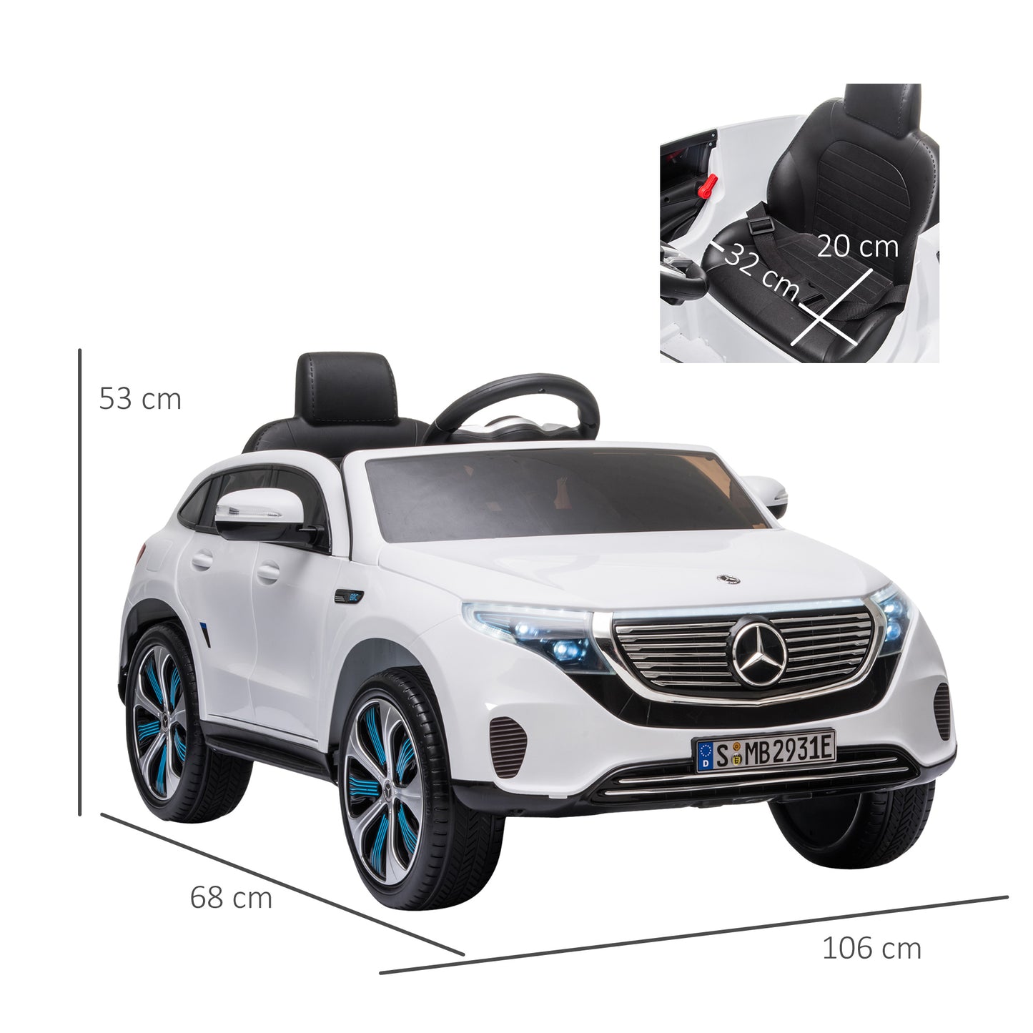HOMCOM Benz EQC 400 12V Kids Electric Car Ride On Toy w/ Remote Control