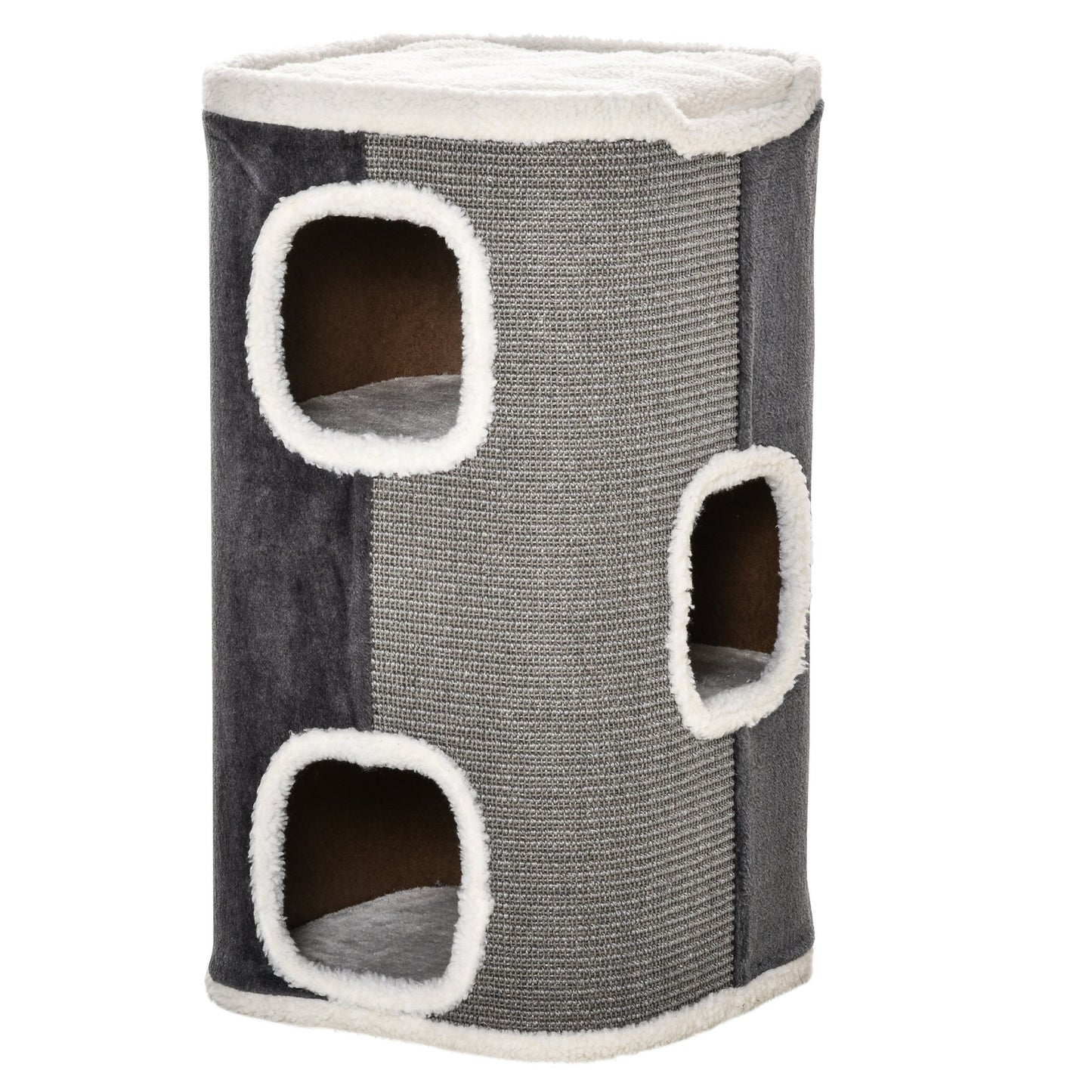 PawHut Cat Barrel Kitten Tree Tower Sisal Scratching Pet Furniture Climbing Frame