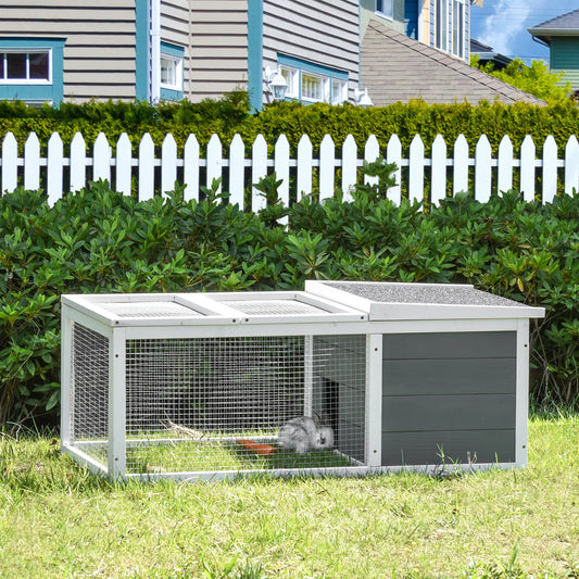 PawHut Rabbit Hutch Small Animal Cage Pet Run Cover, with Water-resistant Asphalt Roof