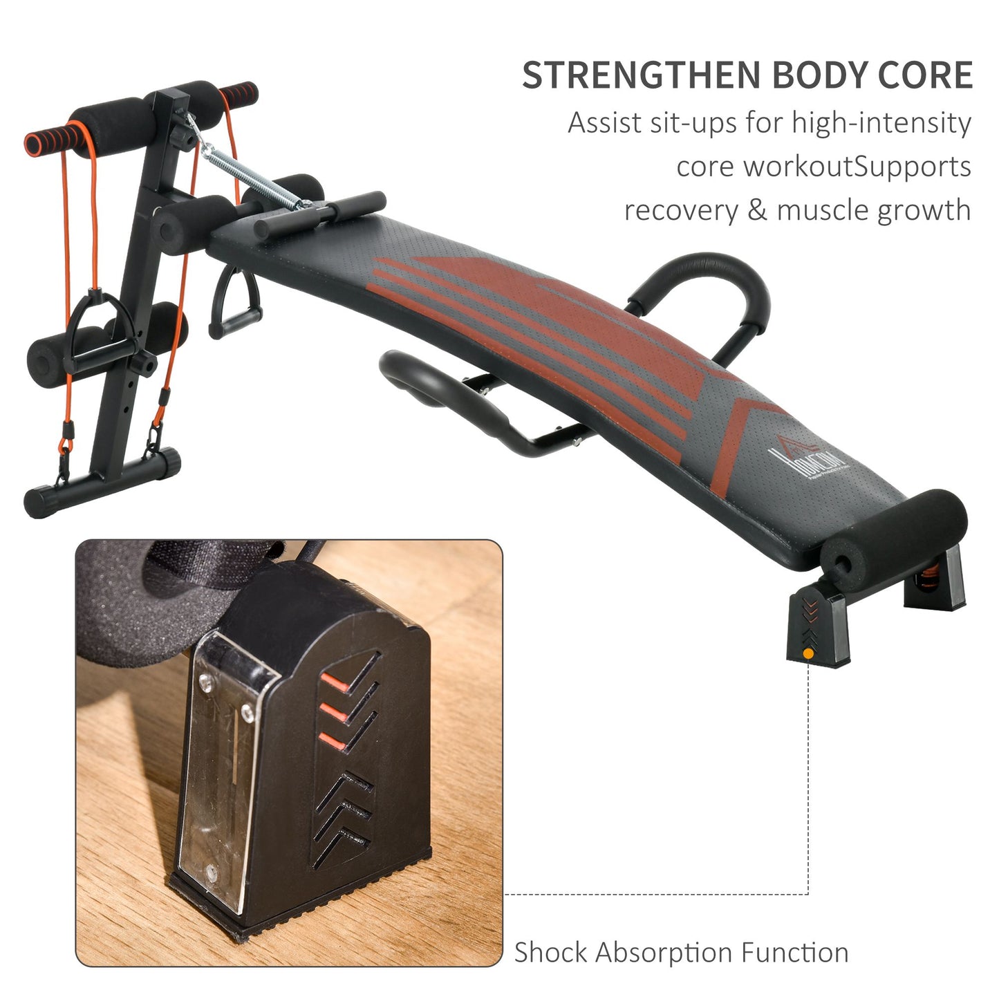 HOMCOM Multifunctional Sit Up Bench Utility Board Ab Exercise with Headrest Fitness