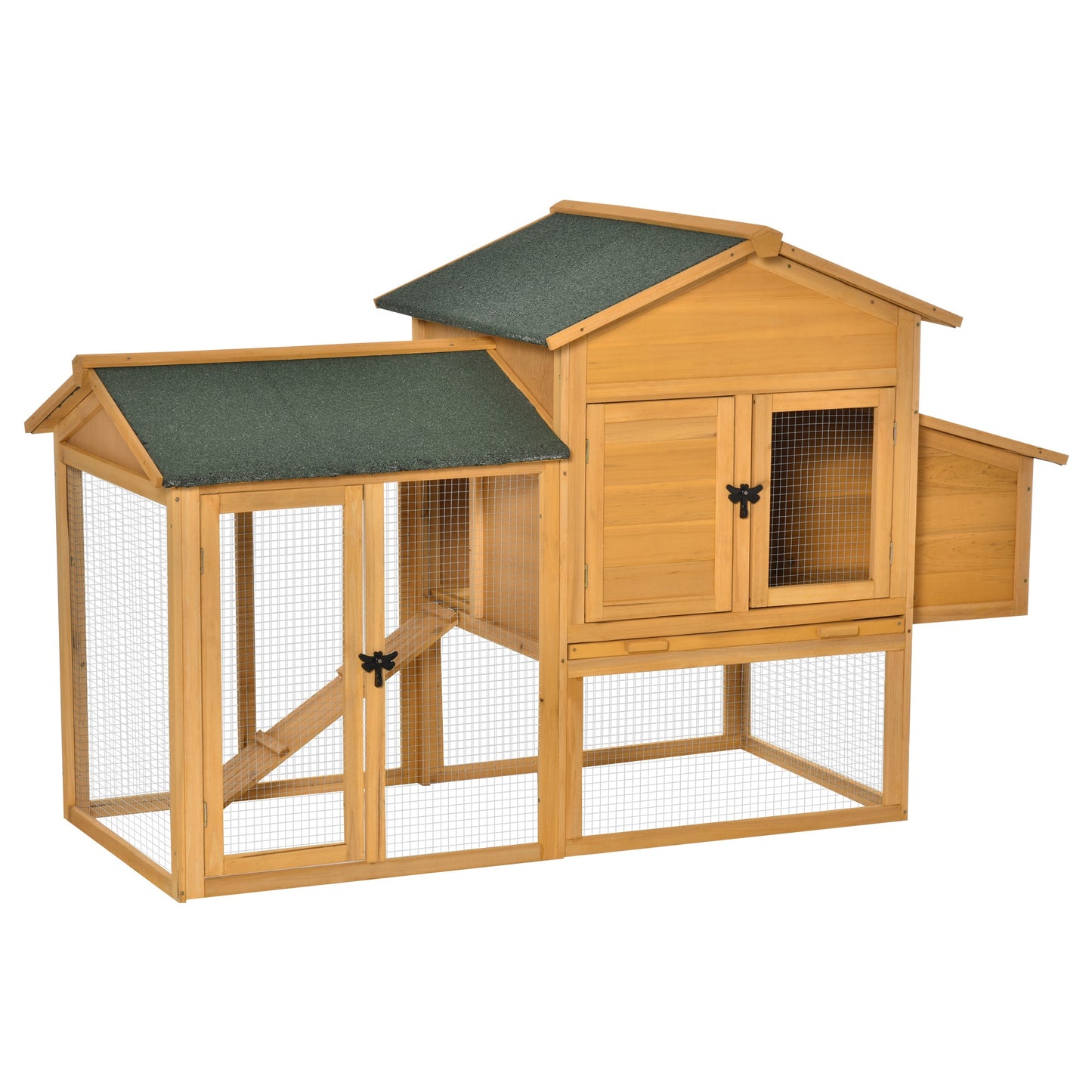 PawHut Deluxe 168cm Chicken Coop Small Animal Habitat Hen House w/ Run Nesting Box