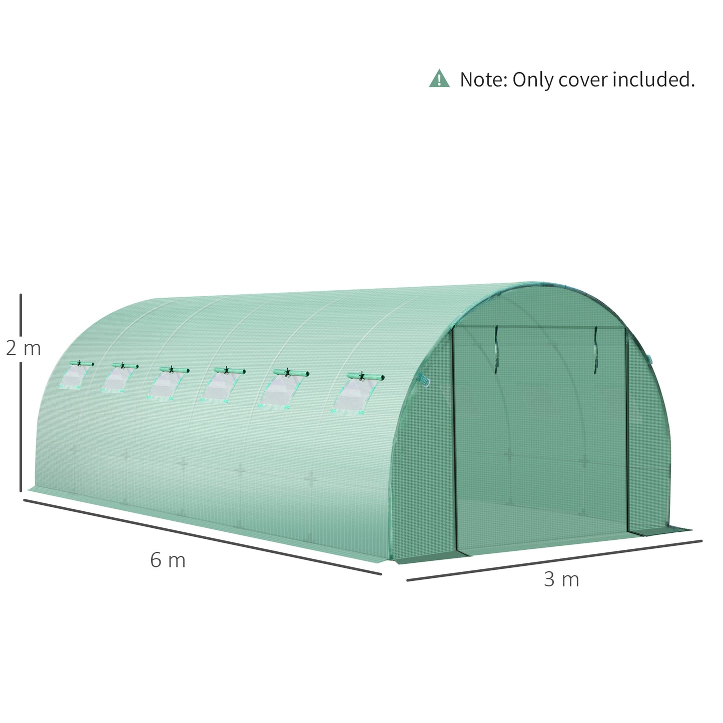 Outsunny 20x10ft Greenhouse Replacement Cover for Tunnel Walk-in Greenhouse w/ Windows Door