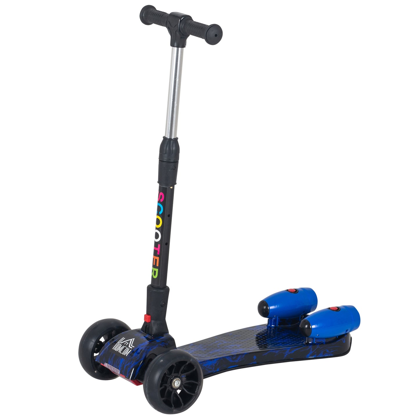 HOMCOM Kids Tri-Wheel Plastic Scooter w/ Engine-Look Water Spray Blue