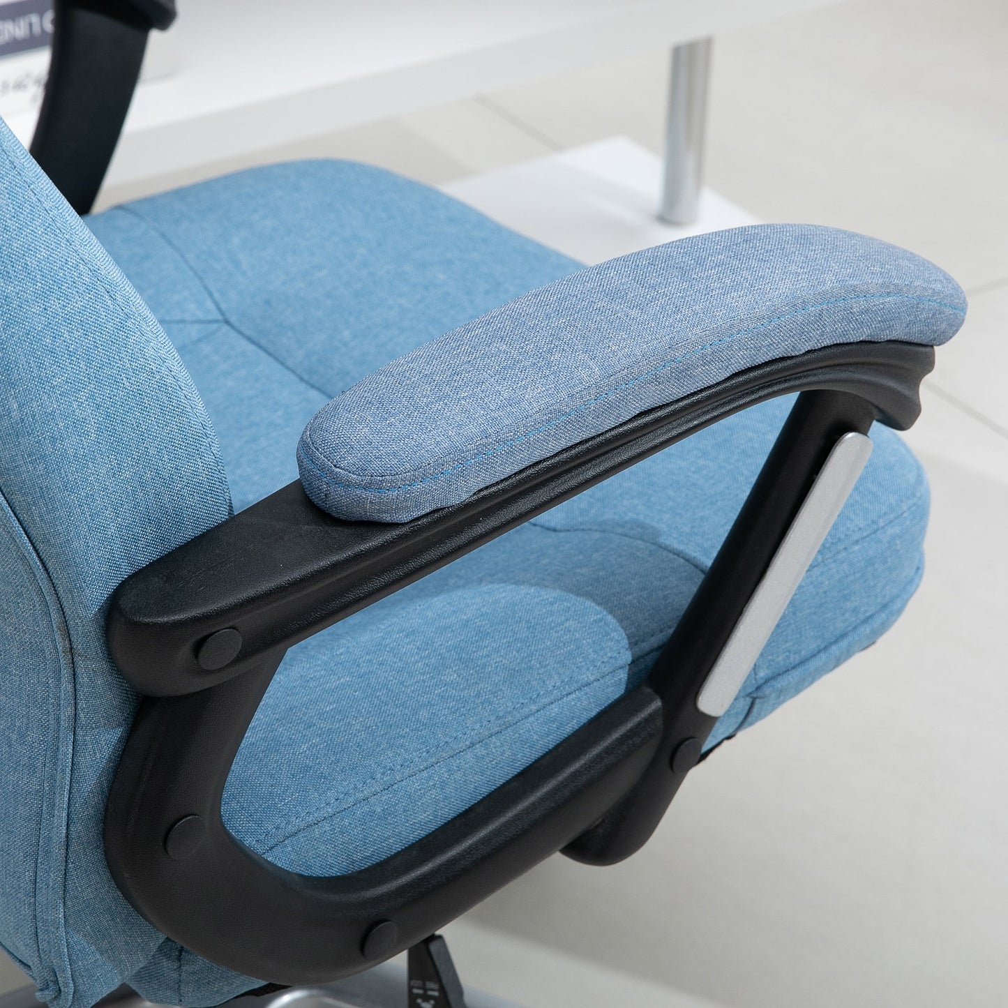 Vinsetto Executive Office Gaming Chair Linen Rocking Seat w/ Adjustable Padded Seat & Wheels in Blue