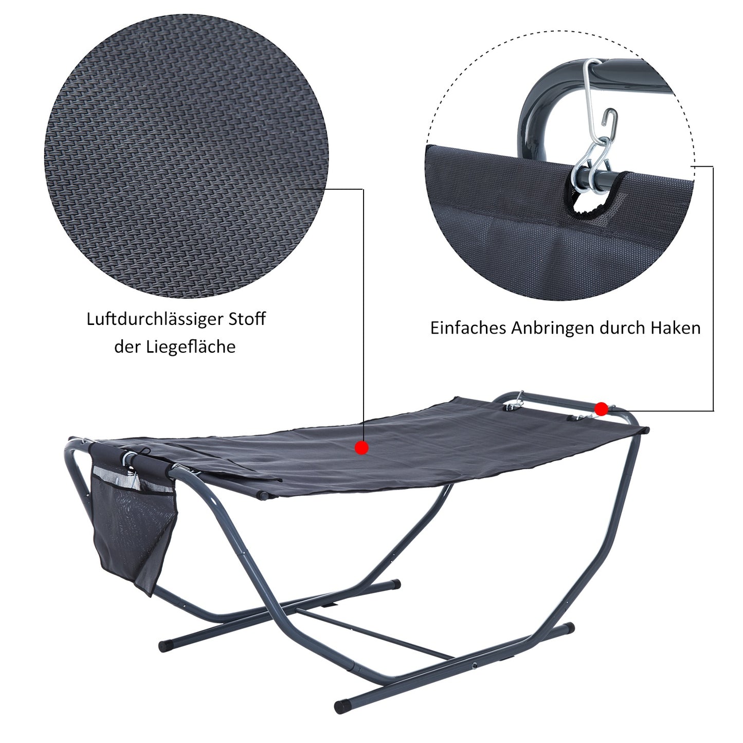 Outsunny Hammock Sun Lounger, 227Lx94Wx69H cm-Grey