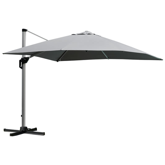 Outsunny 3 x 3(m) Outdoor Cantilever Roma Parasol 360° Rotating w/ Cross Base Light Grey