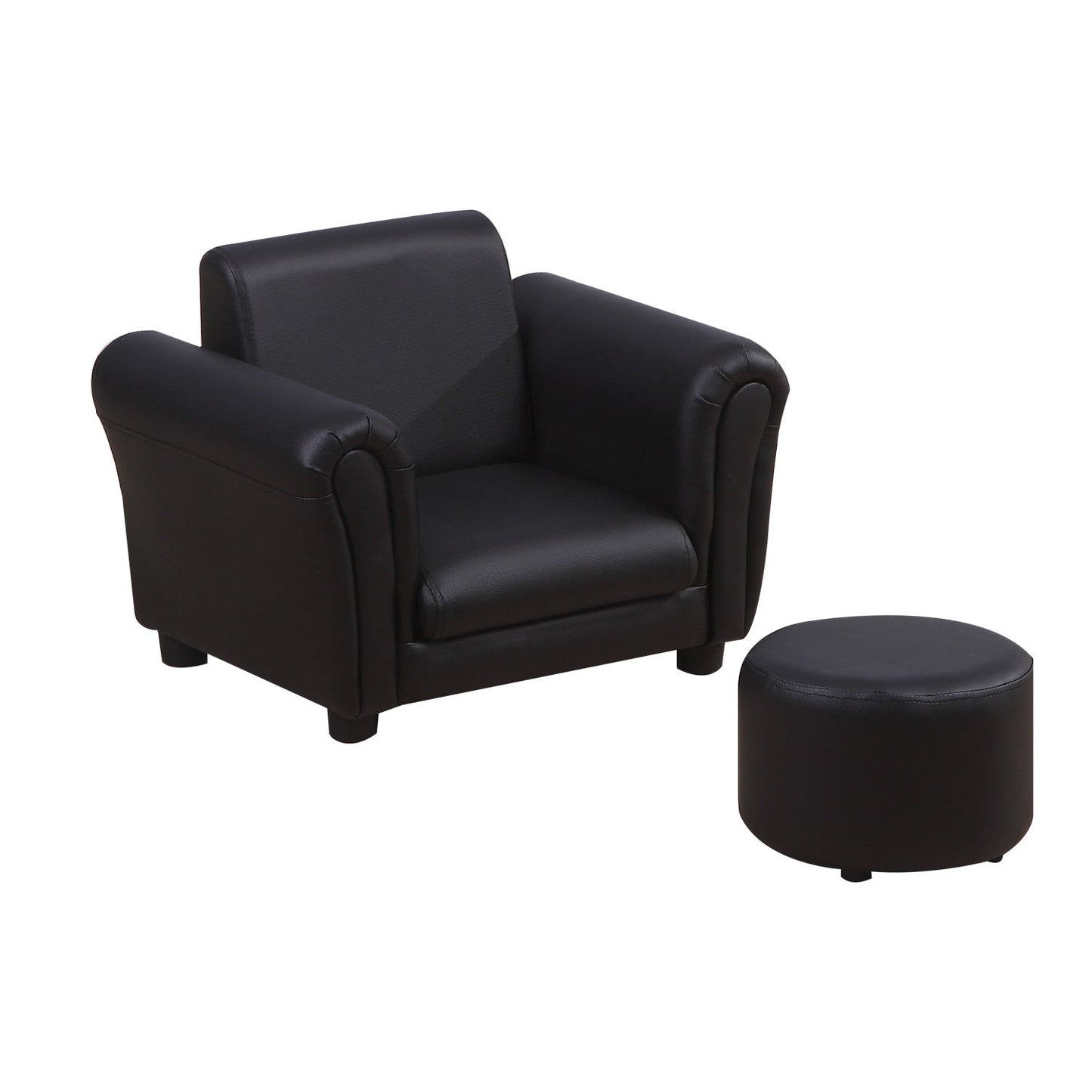 HOMCOM Children's PVC Single Seater Armchair with Footstool Black