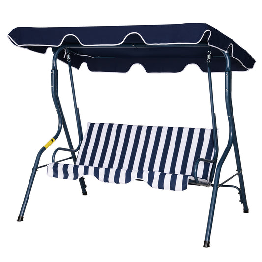 Outsunny Steel 3-Seater Swing Chair w/ Canopy Blue