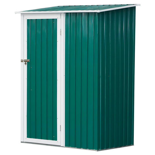 Outsunny 2.1 x 4.8ft Corrugated Steel Single Door Garden Shed - Green