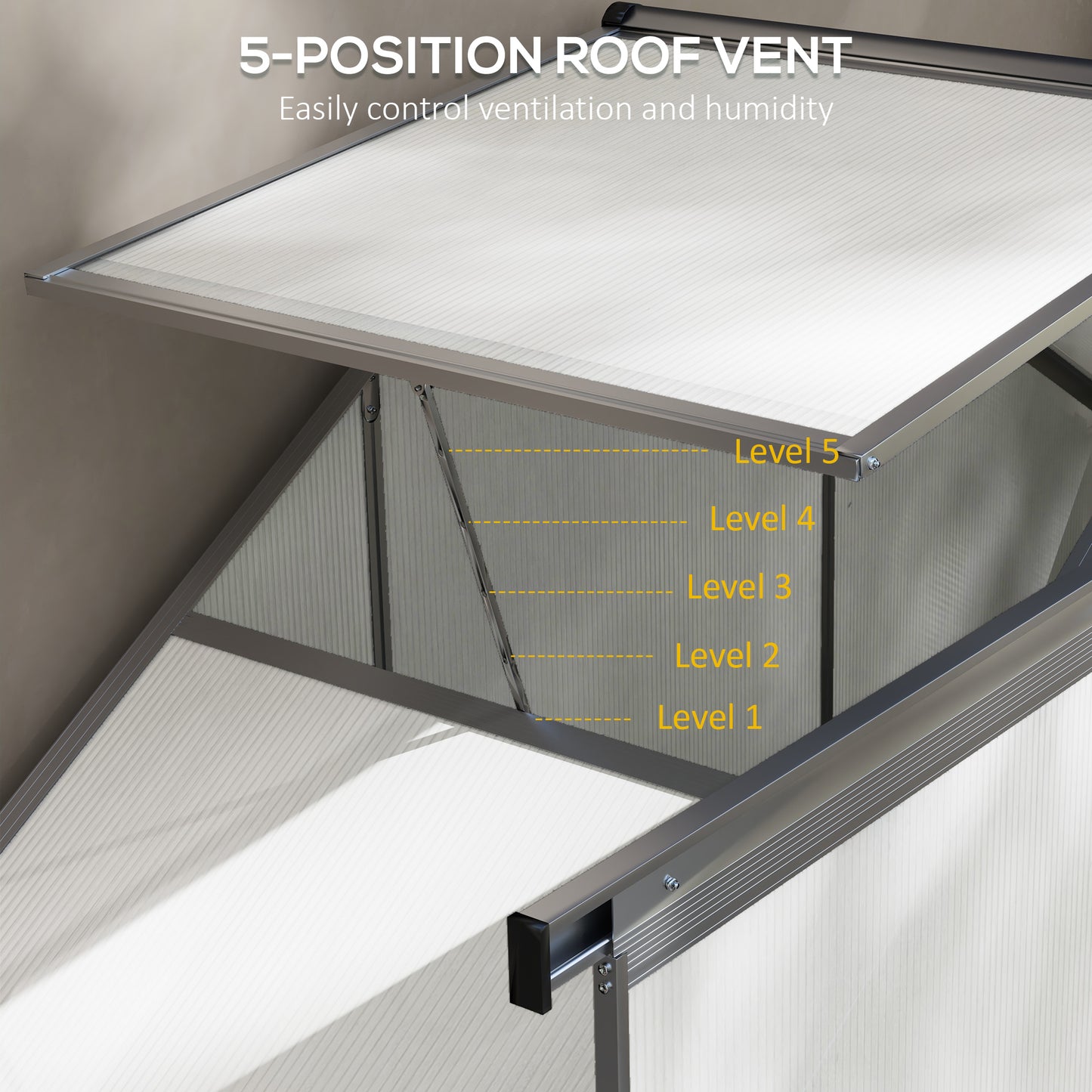 Outsunny 6 x 2.5ft Polycarbonate Greenhouse WalkIn Green House with Rain Gutter Sliding Door Window Foundation Silver