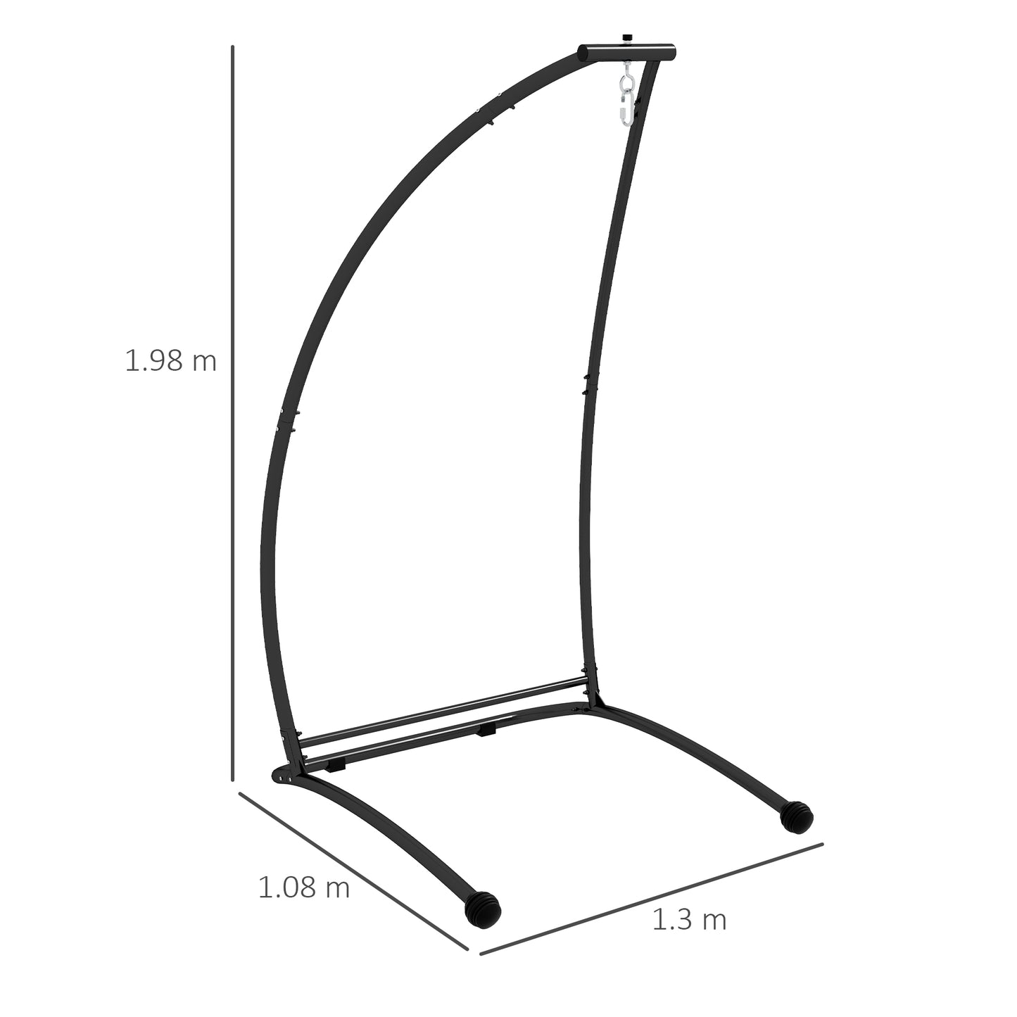 Outsunny Hammock Chair Stand, C Shape Hanging Heavy Duty Metal Frame Hammock Stand for Hanging Hammock Air Porch Swing Chair, Black