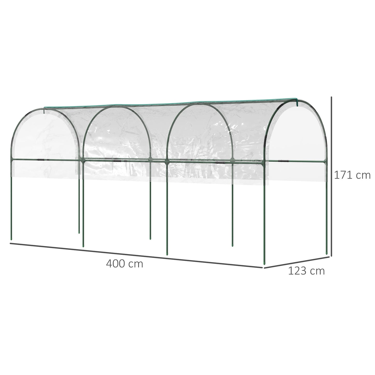 Outsunny Tunnel Tomato Greenhouse with 4 Hoops and Top Tap, Pointed Bottom and Guy Ropes, Clear