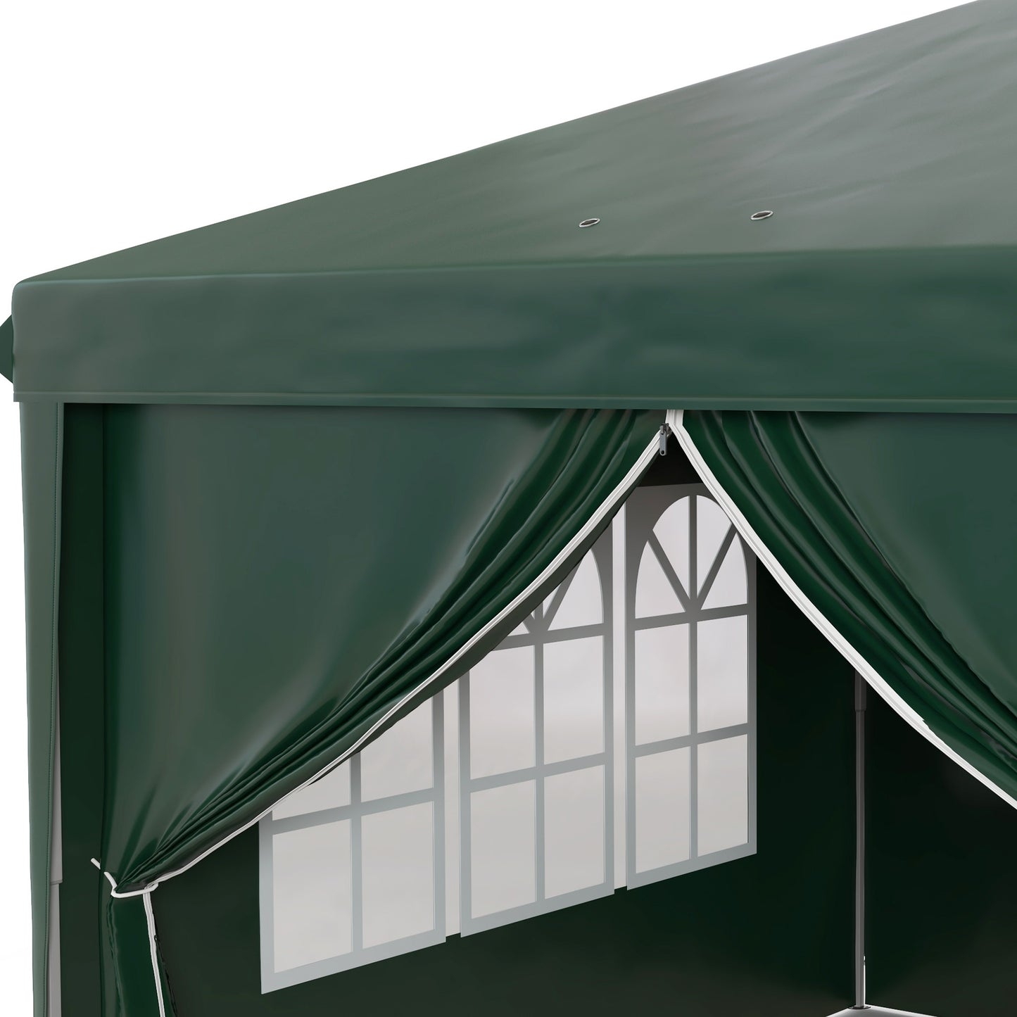 Outsunny 3 x 6 m Garden Pop Up Gazebo, Wedding Party Tent Marquee, Water Resistant Awning Canopy With Sidewalls, Windows, Drainage Holes, Carry Bag, Green