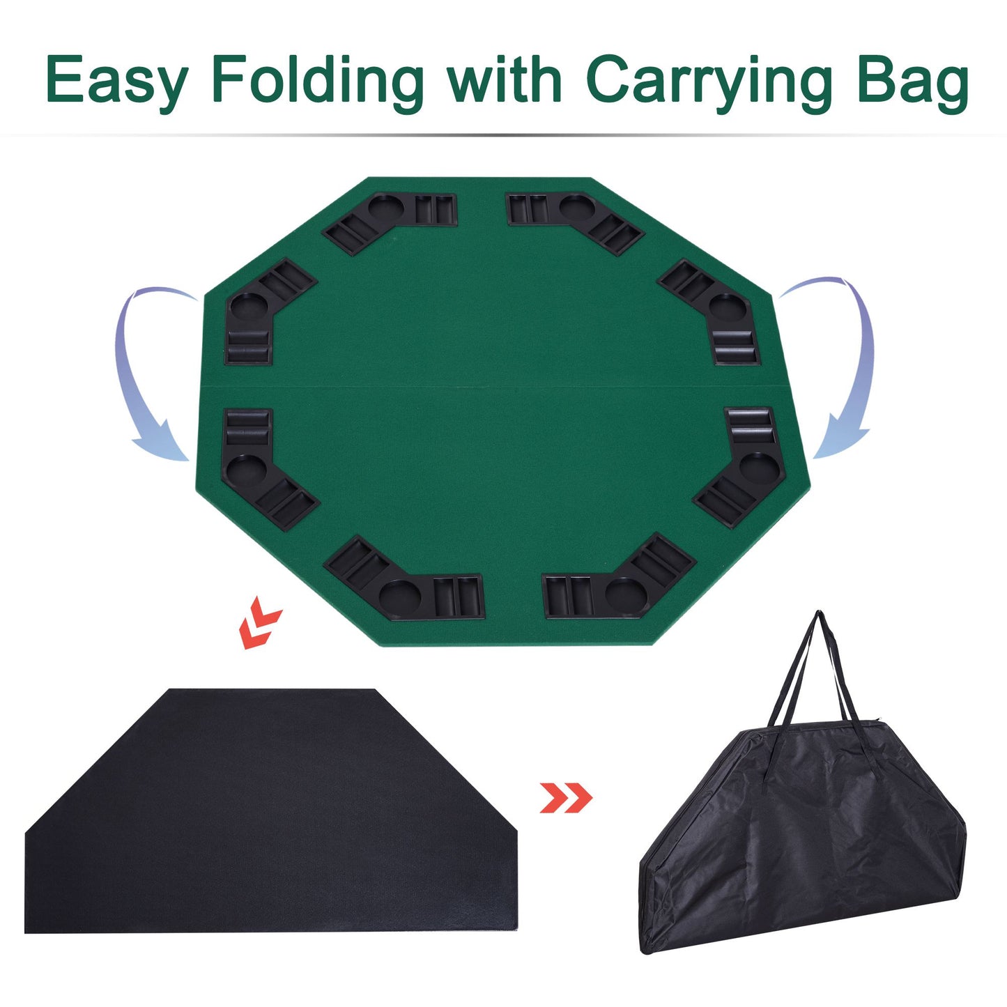 HOMCOM 1.2m/48Inch Foldable Poker Table Casino Chip Trays W/ Carrying Bag