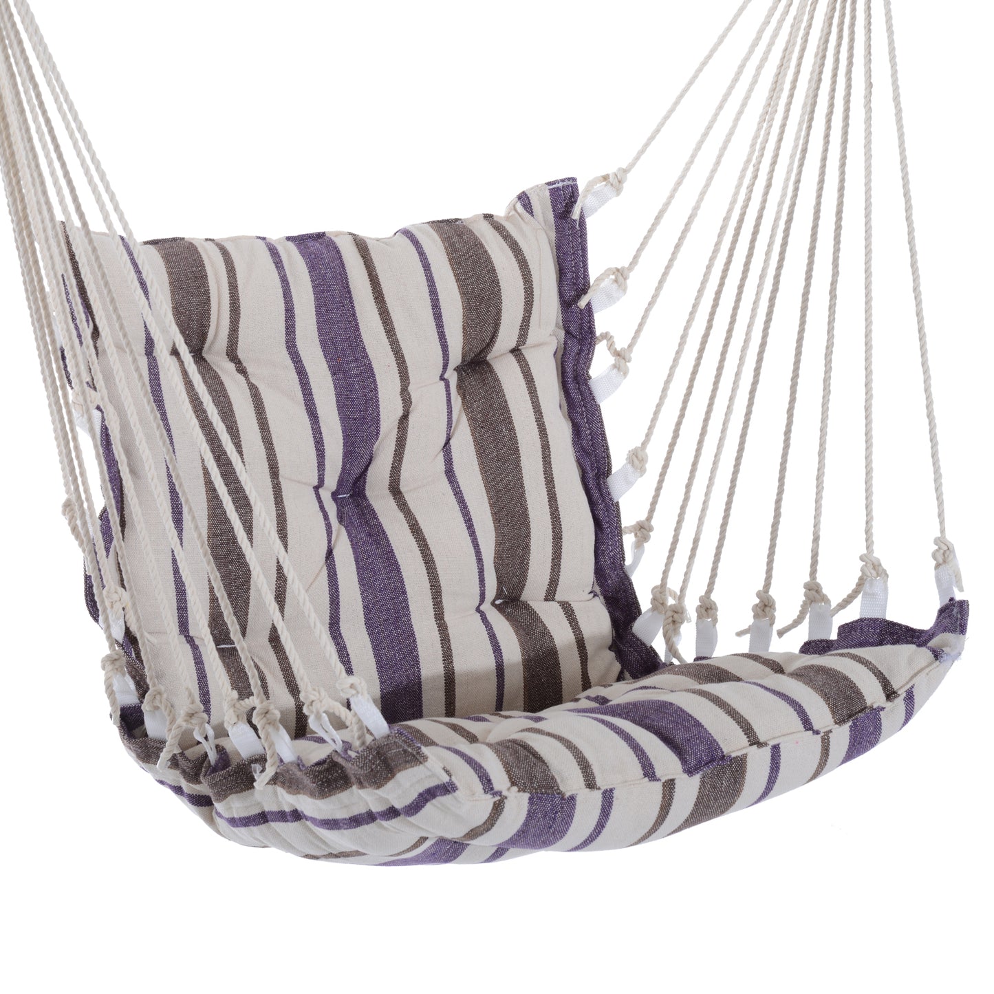 Outsunny Hanging Swing Chair, Seat Size:57W x 47.5D cm-Brown/White Stripes