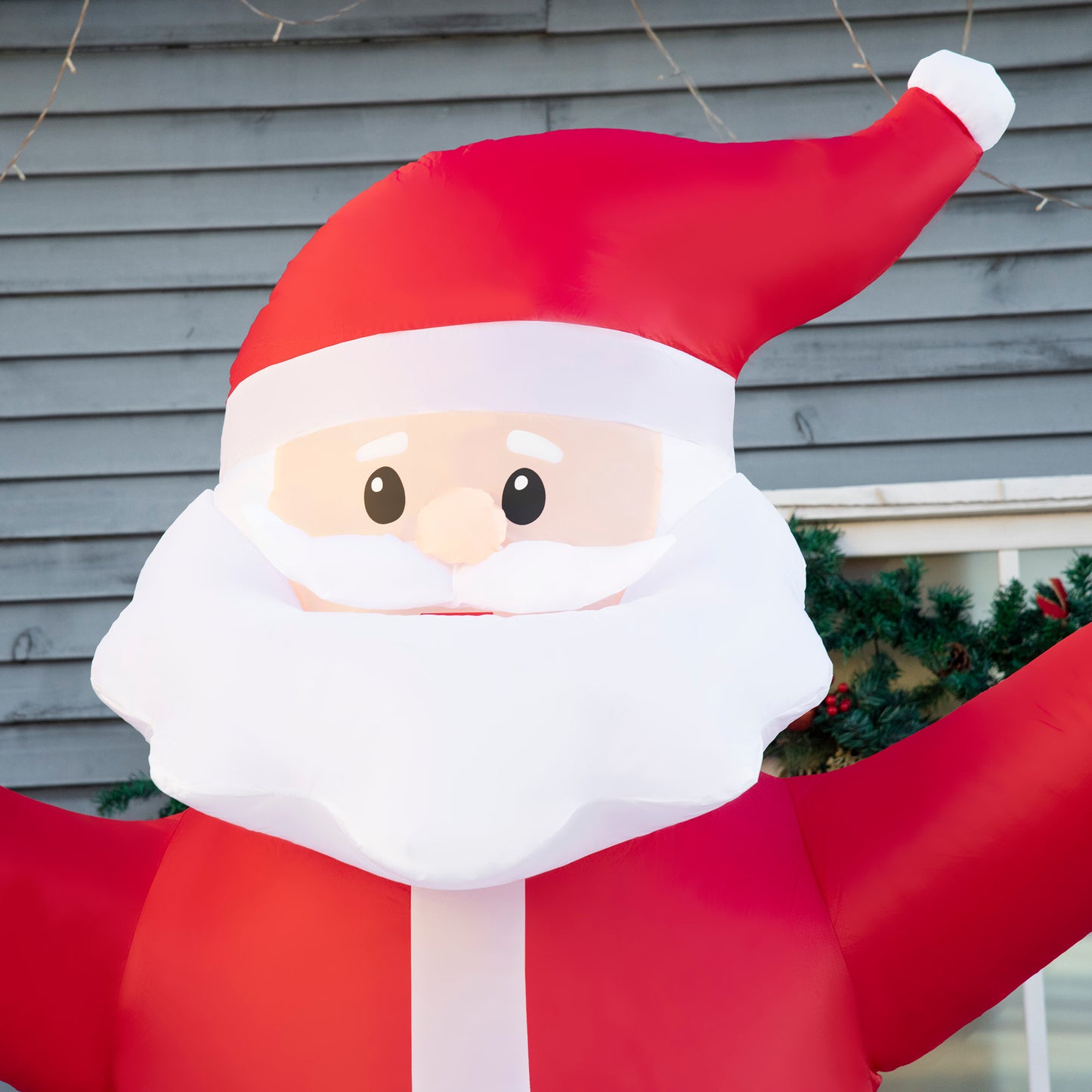 Outsunny 8ft Inflatable Christmas Santa Claus Holds Light Sign of Blessings