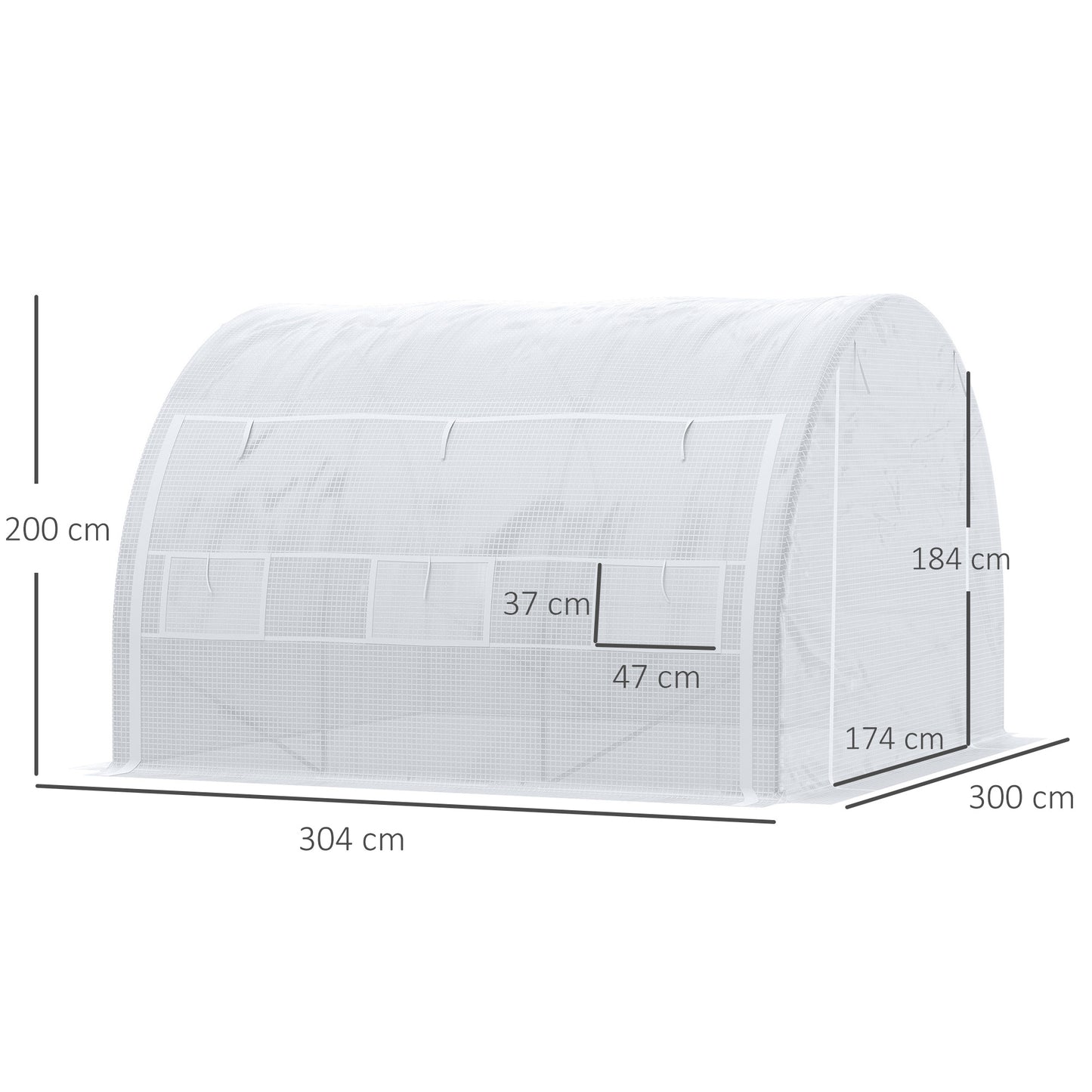 Outsunny 3 x 3 x 2 m Polytunnel Greenhouse, Walk in Pollytunnel Tent with Steel Frame, Reinforced Cover Zippered Door 6 Windows for Garden White