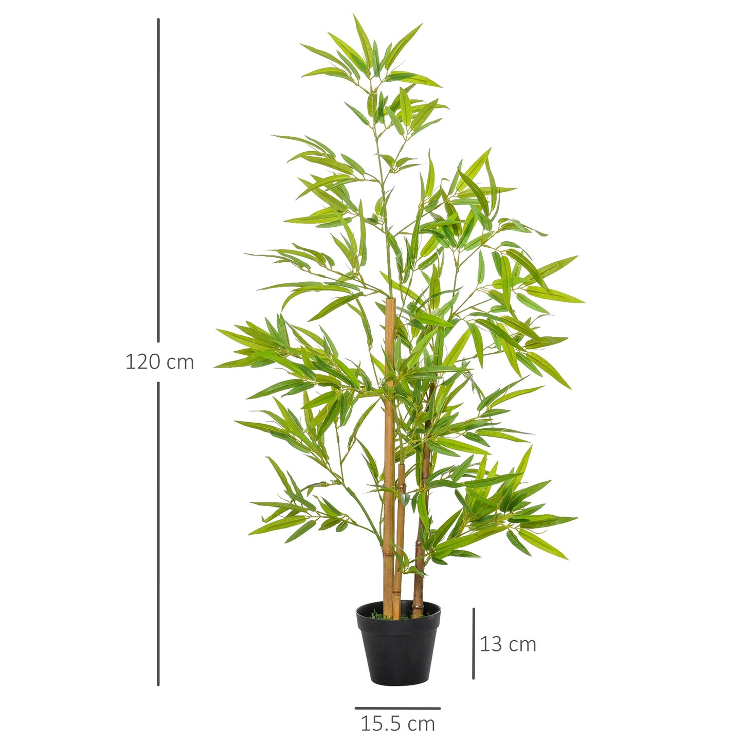 Outsunny Set of 2 Artificial Bamboo Trees Decorative Plant with Nursery Pot for Indoor Outdoor Décor, 120cm