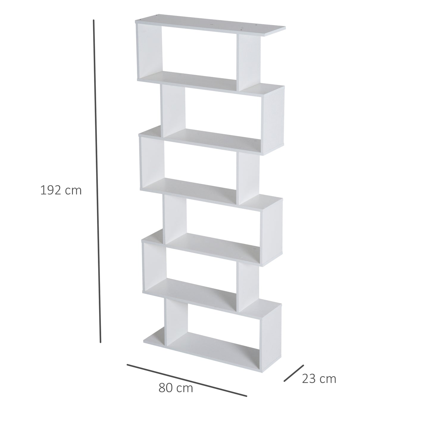 HOMCOM Particle Board 6-Tier Asymmetrical Shelving Unit White