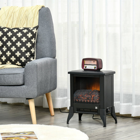 HOMCOM Freestanding Electric Fireplace Stove with Flame Effect and Overheat Protection