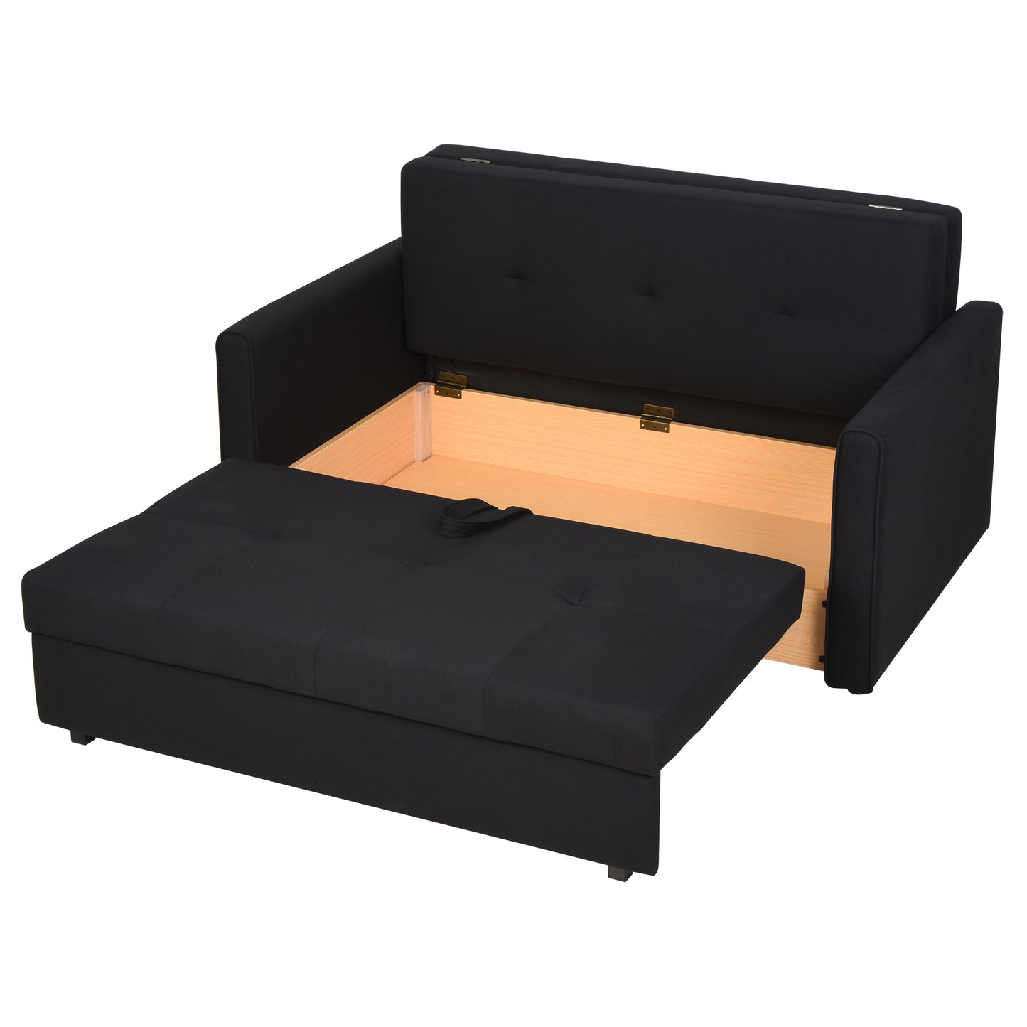HOMCOM Polycotton 2-Seater Sofa Bed w/ Pillows Dark Grey