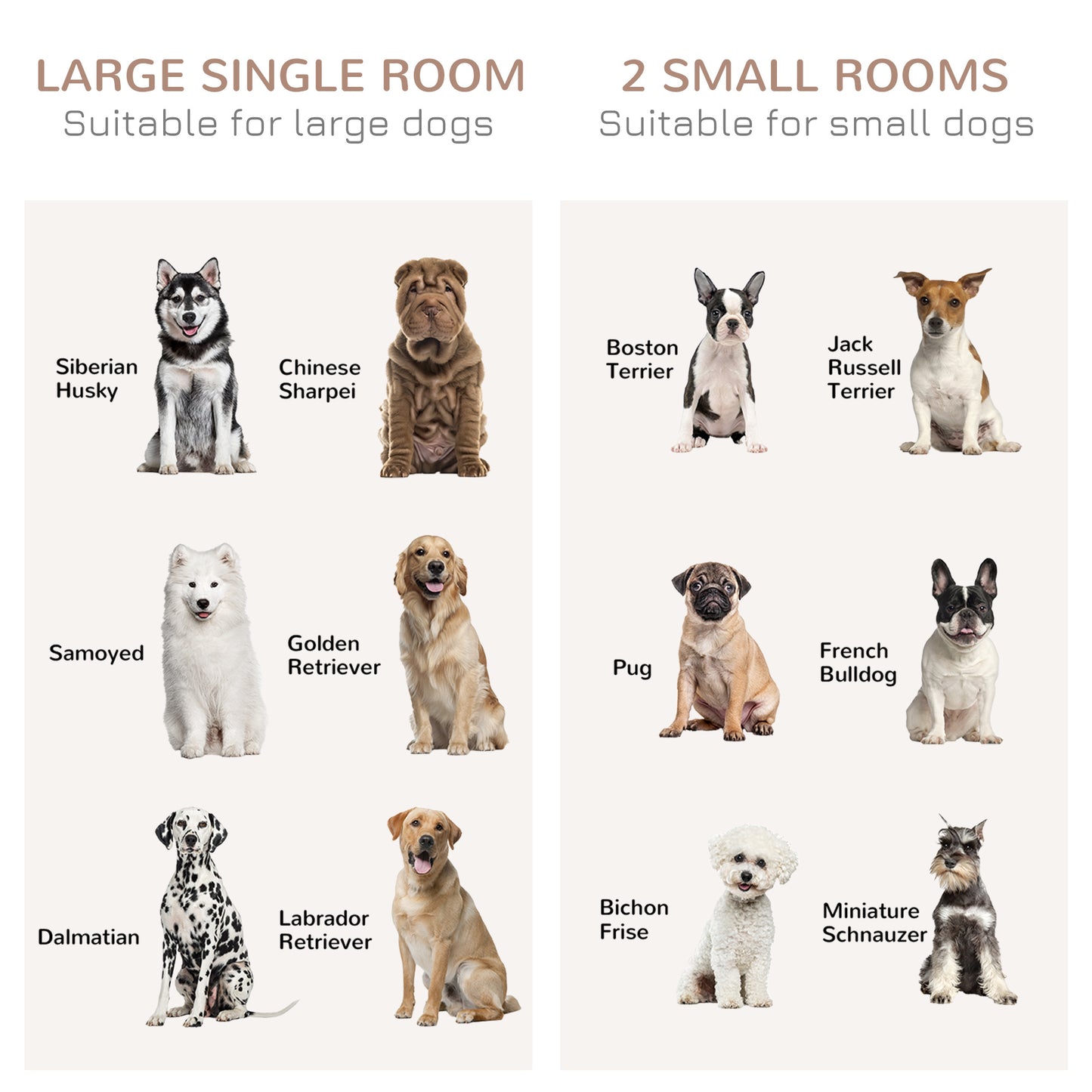 PawHut Dog Crate Furniture for Large Dogs Double Dog Cage for Small Dogs with Sliding Doors Oak Tone