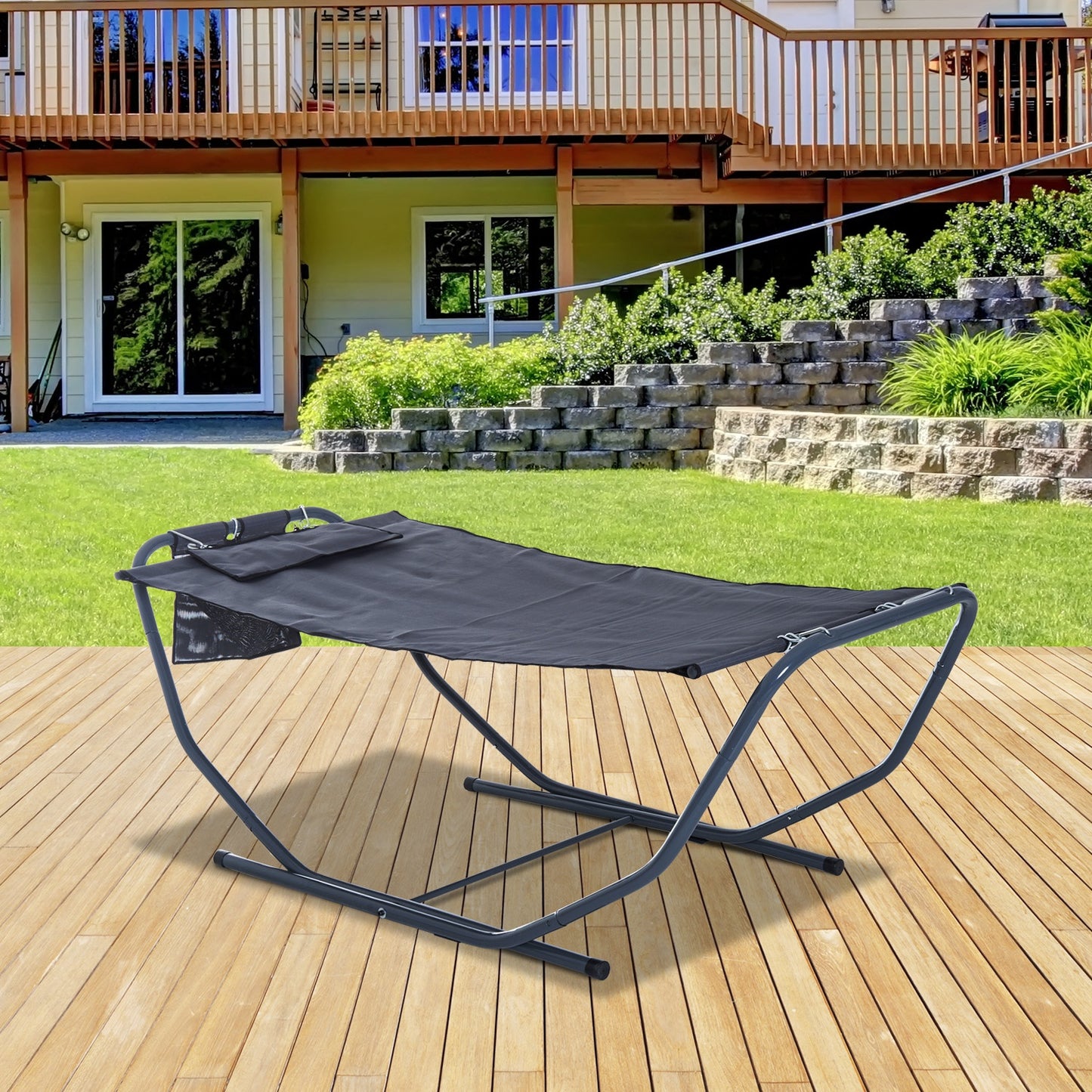 Outsunny Hammock Sun Lounger, 227Lx94Wx69H cm-Grey