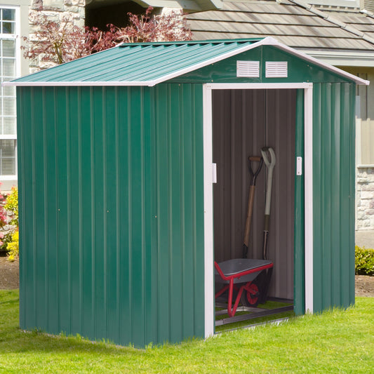 Outsunny Metal 7x4 ft Garden Shed-Green