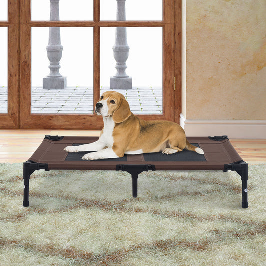 Pawhut 91.5Lx76.2Wx18H cm Elevated Pet Bed-Brown/Black Frame