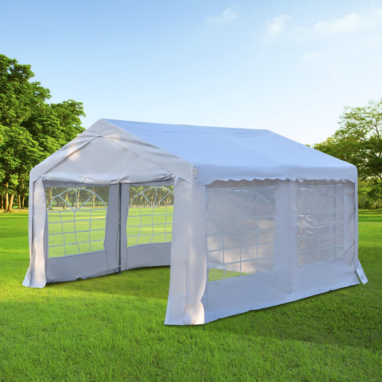 party tent 4x4 Outsunny Gazebo Marquee Party Tent, Steel Frame, 4x4 m-White – mhstar.co.uk