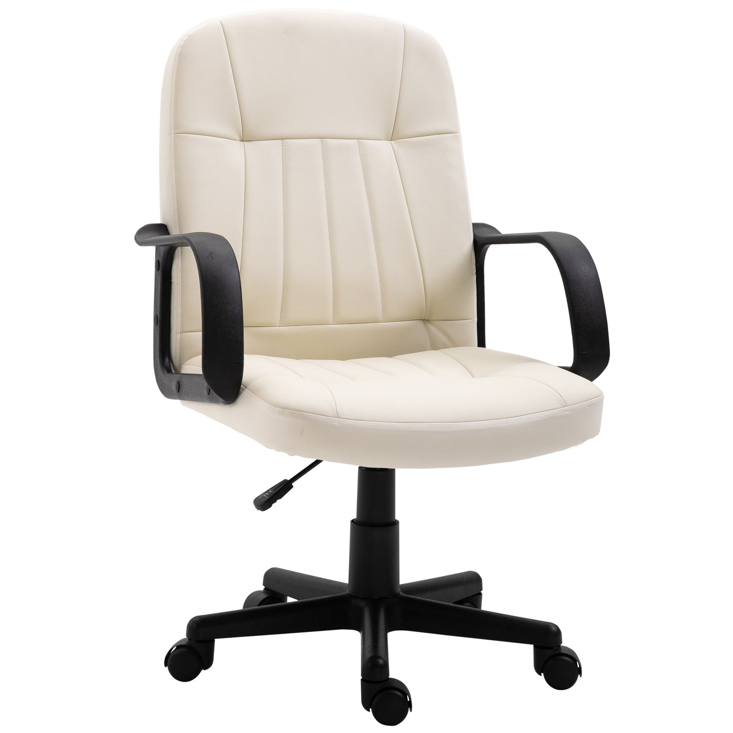 HOMCOM PU Leather Swivel Home Office Chair Cream