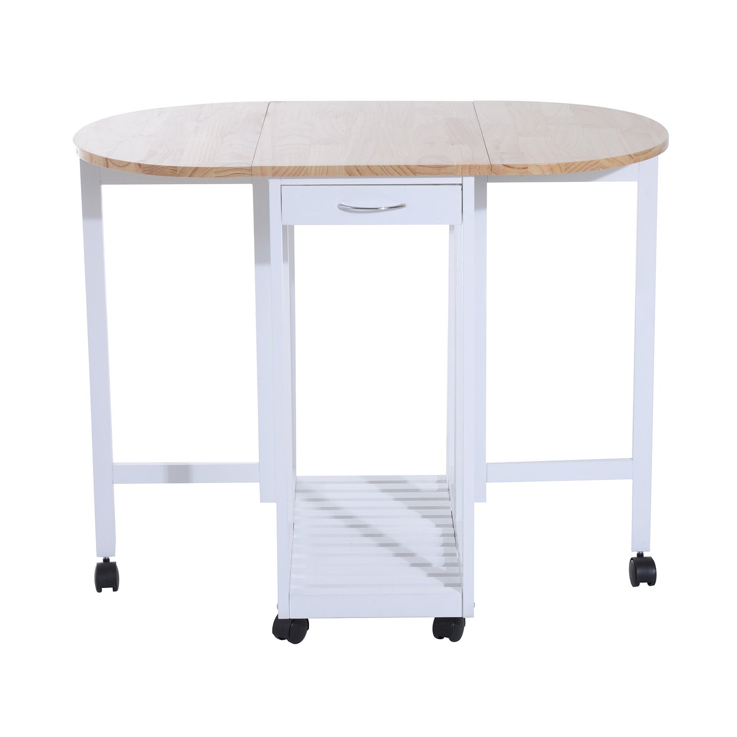 HOMCOM Pine Wood 3-Piece Compact Folding Dining Table with Stools White
