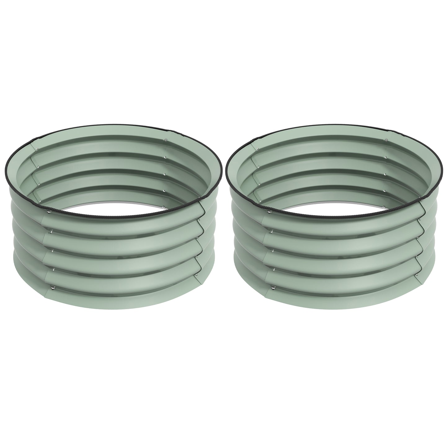 Outsunny Set of 2 Raised Garden Bed Metal Planter Box with Safety Edging Easytoassemble Stock Tank Green