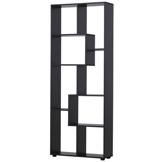 HOMCOM 8-Shelf Particle Board Bookcase Corner Bookshelf w/ Melamine Surface Foot Pads Black